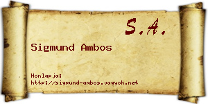 Sigmund Ambos névjegykártya